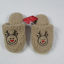 Wondershop kid Reindeer Face Faux Fur Slippers Small 11/12