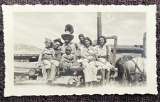 COWBOY FARM FAMILY RIDES A HORSE DRAWN WAGON Vintage 1940s PHOTO