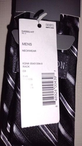 Covington Silk Tie Mens Necktie Striped Multicolor Black Gray Silver NWT - Picture 3 of 4