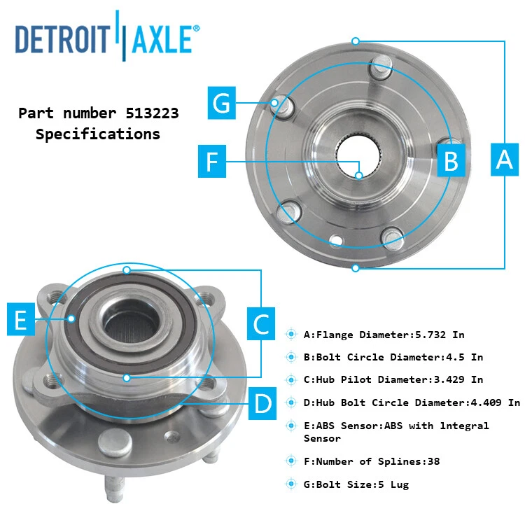 Cojinete de rueda delantera y buje para Ford Freestyle Five Hundred Montego 2005 2006 2007 Foto 3 de 4