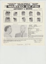 PÓSTER BUSCADO POR EL FBI ANTHONY J BRUNO-RACKETEERING-EXTORSIÓN-OBSTRUCCIÓN JUSTICIA