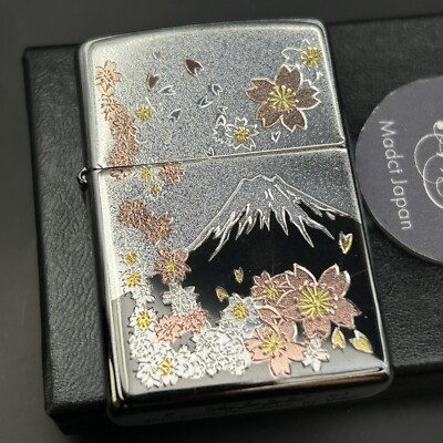 Zippo Mt. Fuji Cherry Blossoms Electroformed Plate Silver Lighter