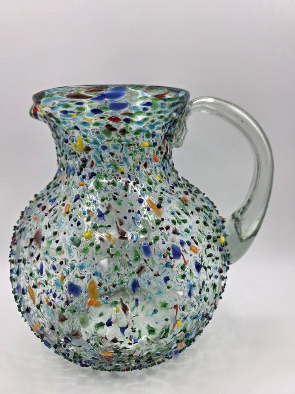 Mexican Hand Blown Glass Pitcher – Confetti Rock Design - 5 quarts - Margaritas
