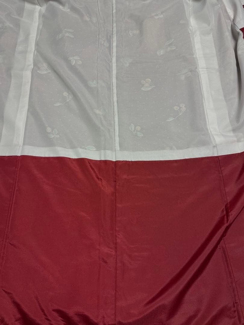 Polyester Cherry Pattern Kimono, Bordeaux Color, … - image 4