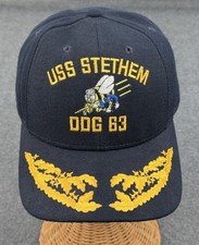 Vintage U.S.S. Stethem DDG 63 Navy Seabees Hat Cap USS Stethem MADE IN USA