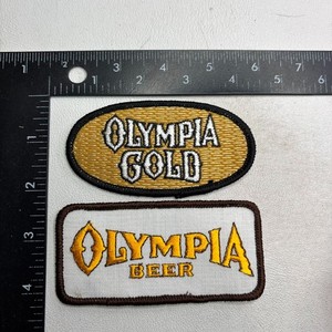 Vintage 2 Patches OLYMPICA GOLD Beer & OLYMPIA BEER Patch Lot 62XF