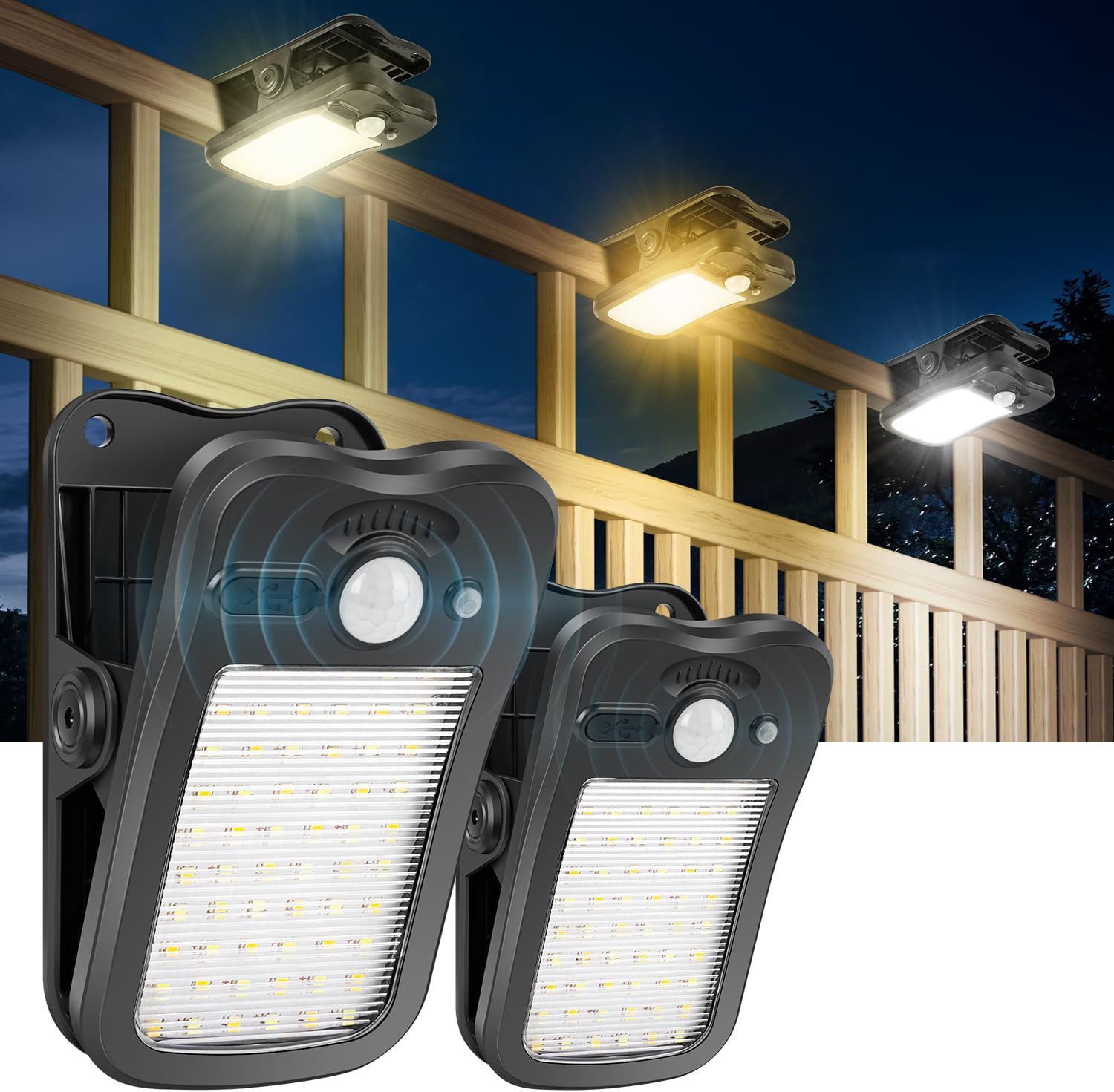 Luci Solari per Recinzione 800Lm: Lampada a Clip Impermeabile IP64