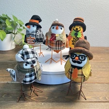 Fall Autumn Fabric Birds Tabletop Decor Way To Celebrate Set of  6