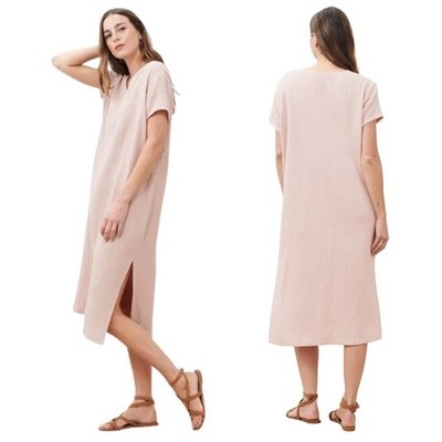 Jenni Kayne Dress Womens Medium Blush Cypress Midi Gauze Quiet Luxury Resortwear
