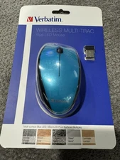 Verbatim Wireless Mouse Multi-Trac Blue LED Model 97993 USB Nano Mini Receiver