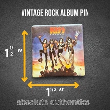 Vintage Original 80s KISS Album Cover Square Band Concert Tour Pin Button