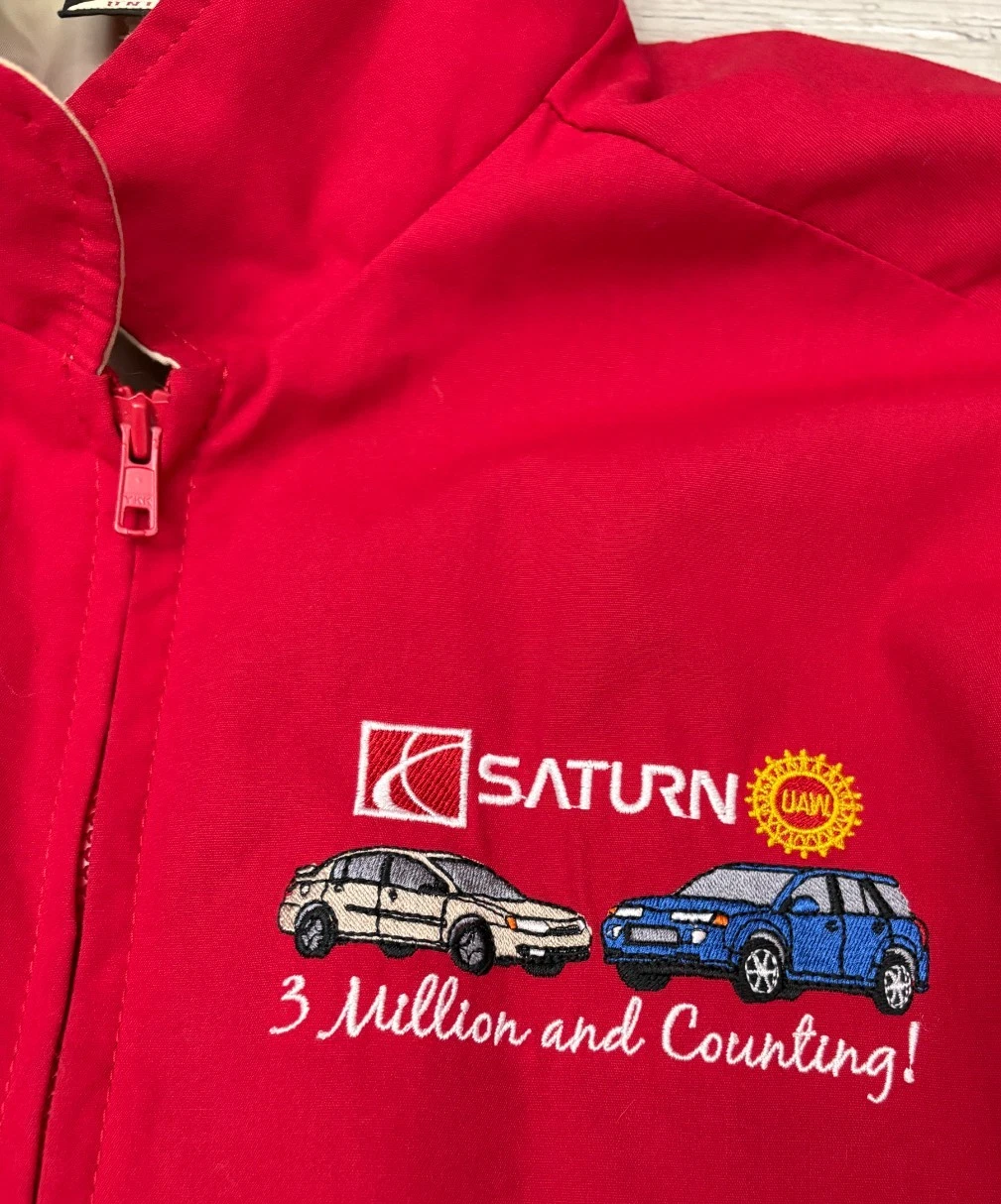VTG 90s Saturn Auto UAW 3 Million & Counting Prime Union Jacket Red Sz L Bomber - product detail image 5
