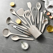 15PC Silicone Kitchen Utensil Set Cooking Baking Tools with Holder BPA Free