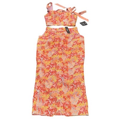 lulus two piece maxi dress Two Piece Gown - Navy Blue Floral 2-Pc - Floral 2-Pc Maxi Set