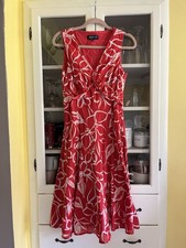 Jones New York Signature Size 8 Women’s Orange Neck Twist Front Cotton Midi
