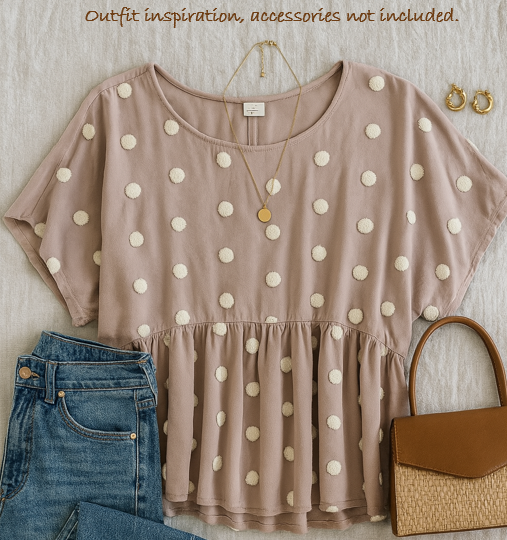 Blu Pepper Women's 3XL Dusty Rose Swiss Dot Peplum Top