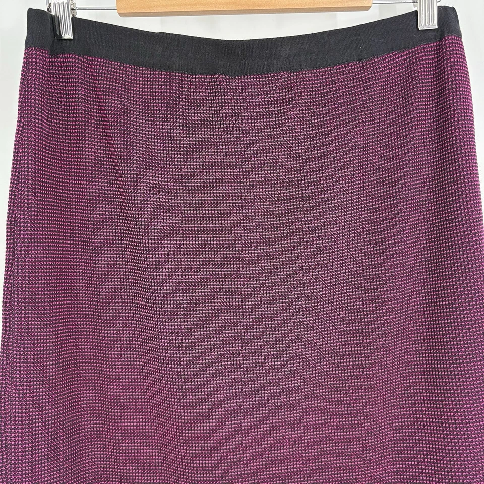 Falda midi Ming Wang para mujer mediana negra rosa micro cuadros elástica carrera clásica Foto 2 de 4