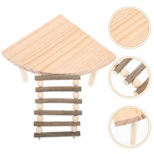 Wooden Hamster Platform Ladder Toy Reusable Durable Light Yellow for Cage Pets