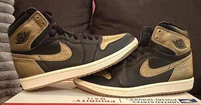 Nike Air Jordan 1 High Top Black Gold Men's Athletic Sneaker