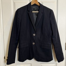 J.Crew 1035 Navy 100 Cotton Blazer Size 6 Tailored Classic Coastal Preppy