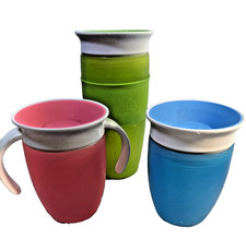 Munchkin Miracle 360 Green/ Blue/Pink Sippy Cup Set Of 3 7oz/14oz 