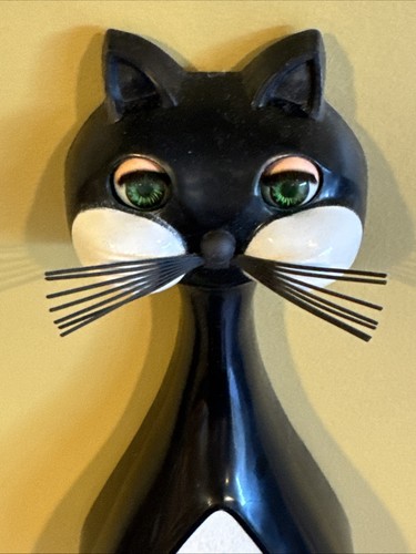 Vintage 50's Spartus Black Cat Wall Clock Eyes Blink Time & Tail Work Classic - Picture 10 of 17