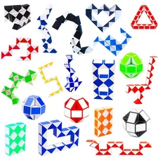 24 Pack 24 Blocks Fidget Snake Cube, Mini Snake Ruler Twist Puzzle Toys for K...