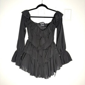 NWT Babyboo Savanna Playsuit Frilly Ruffle Off The Shoulder In Black Size XS