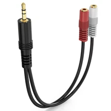 3.5mm Stereo to Dual Mono Cable, 6inch 1/8" TRS Male to 2 TS Mono Female Adapter