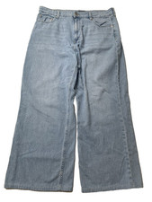 Aeropostale Aero Jeans Womens 16 Blue Denim Cotton Wide Leg Baggy Light Wash