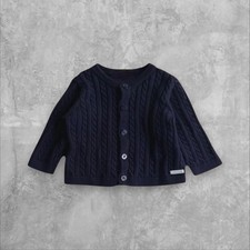 Janie and Jack Baby Boy Girl Classic Navy Blue Cable Knit Cardigan Sweater 0-3M