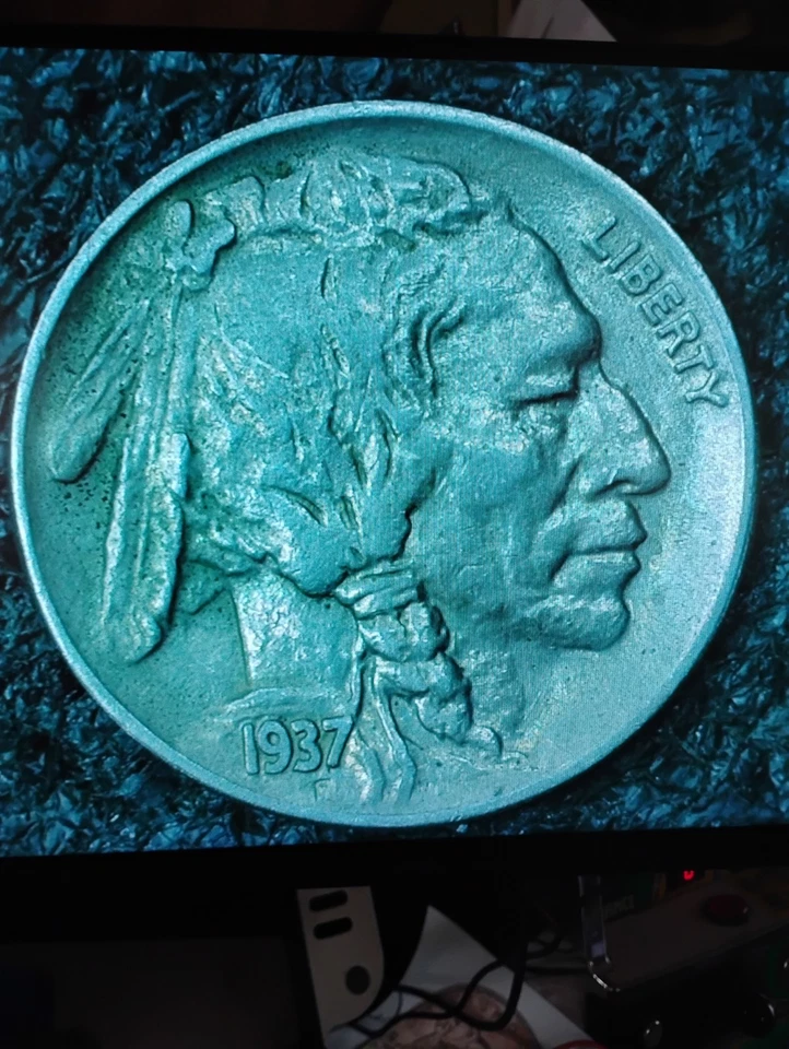 1937-P Buffalo Nickel With 3 1/2 Legs Due To Over Abraision Or Over Polishing 🦬 - Image 2 of 4