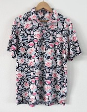 Bad Birdie Men's L Floral Golf Polo Shirt Polyester Spandex Short Sleeve