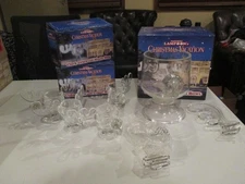 RARE Glass National Lampoon's Christmas Vacation Moose Punch Bowl Set w/ 4 Mugs