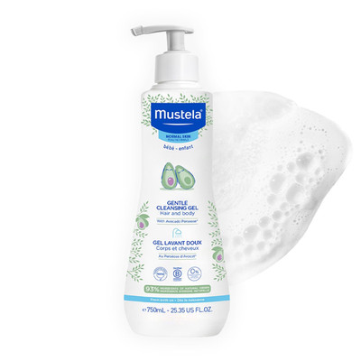 Mustela Gentle Cleansing Gel Baby Wash 25.35 oz, Newborn Safe, Avocado