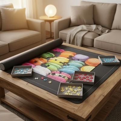 Ultimate Puzzle Keeper Set - 46  x 26  Mat with Non-Slip Base & Sorting Trays