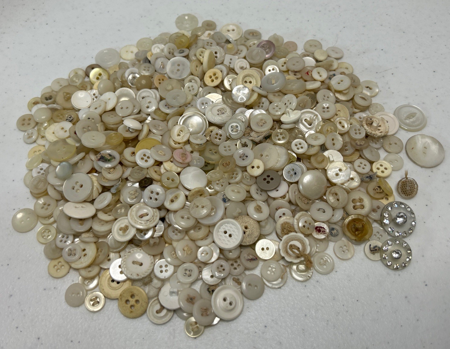 Vintage Mother of Pearl Buttons 1/2 Pound Lot Various Sizes Styles Shell Plastic