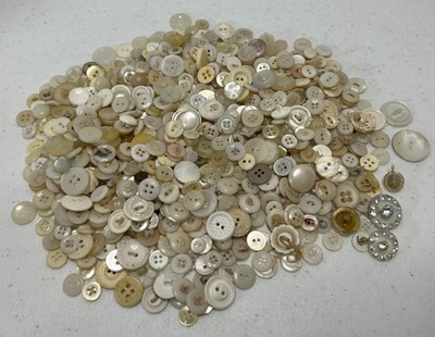 Vintage Mother of Pearl Buttons 1/2 Pound Lot Various Sizes Styles Shell Plastic