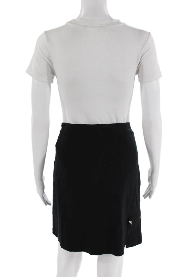 Saia curta Jamie Sadock feminina com zíper lateral comprimento do joelho preta tamanho 14 - Imagem 3 de 4