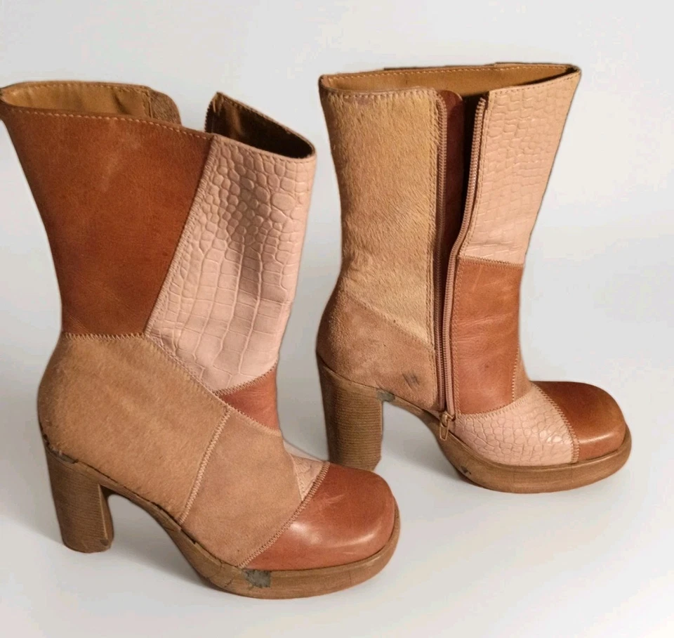 Botas ICÓNICAS Steve Madden De Colección Años 90 y2k Cuero Retazos RESTAURAR o EXHIBICIÓN Foto 2 de 4