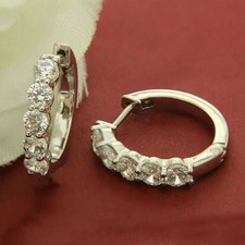 3Ct Round-Cut Lab Created Huggie Hoop Earrings 14K White Gold Plated