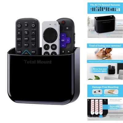 Hole-Free Wall Mount Remote Control Holder Self-Adhesive Storage Caddy Black 1PK