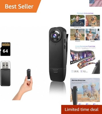 Compact Mini Body Camera with 1080p HD Video - 64GB Included for Security