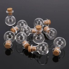 10Pcs Small Mini Glass Bottles Cork Vials Wedding Decor UK