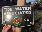 A+ VINTAGE PORCELAIN SIGN TYDOL VEEDOL TIDE WATER ASSOCIATED GAS MOTOR OIL CO.