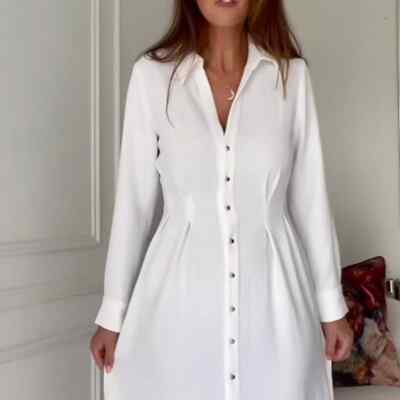ZARA NEW PLEATED SHIRT DRESS GOLD BUTTONS WHITE S SMALL | eBay ZARA NEW PLEATED SHIRT DRESS GOLD BUTTONS WHITE S SMALL | eBay