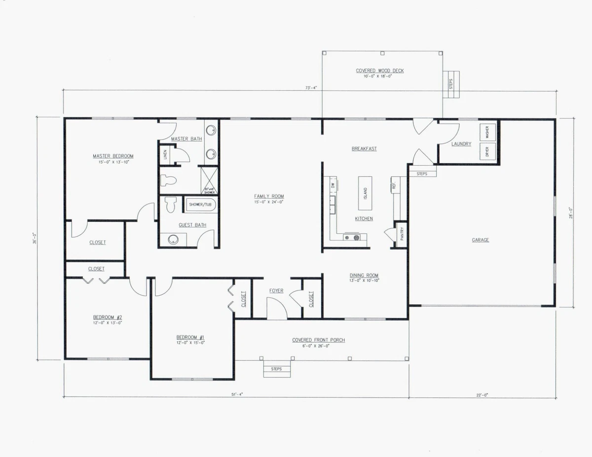 Simple 4 Bedroom Ranch House Plans