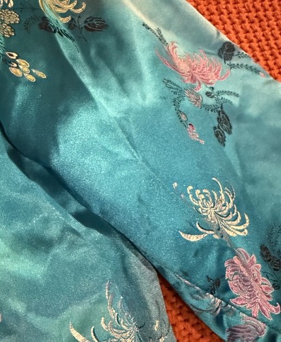 LA Parfait Chinese Floral Smoking Jacket Kimono Style Medium Rayon Vintage - 第 4/11 張圖片