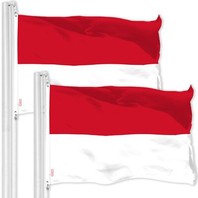G128 2 Pack Monaco Monégasque Flag 3x5 Ft LiteWeave Pro Series Printed 150D Poly