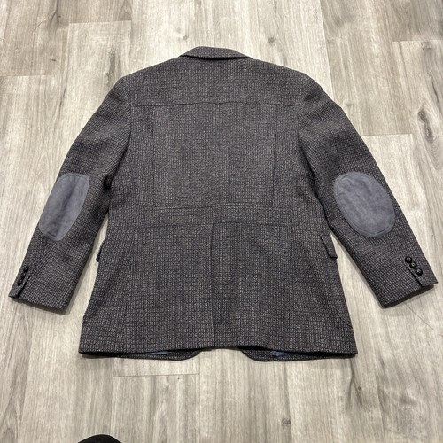 VTG Pendleton Sport Coat 44 Gray/Blue Tweed Wool Western Suede Patches Blazer - Picture 12 of 16
